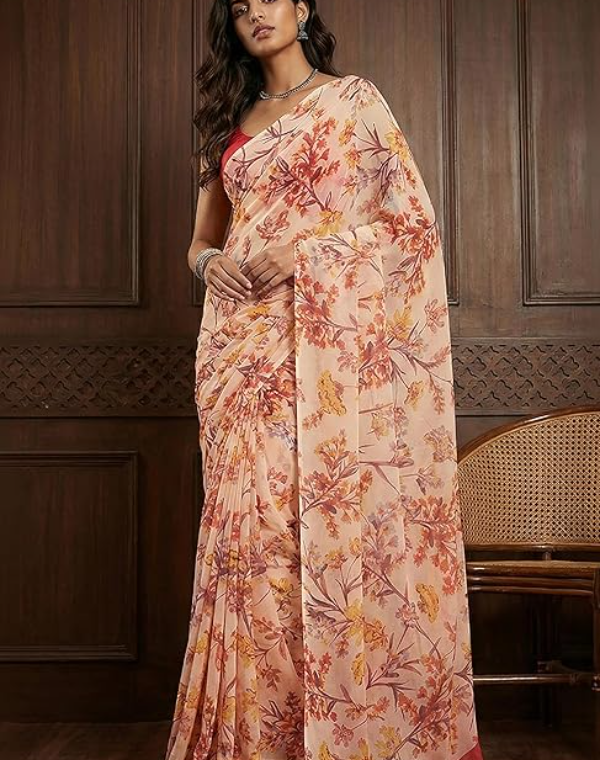 Floral Printed Georgette Saree